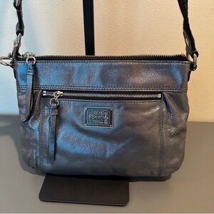 Coach Poppy Metallic Silver Crossbody Bag